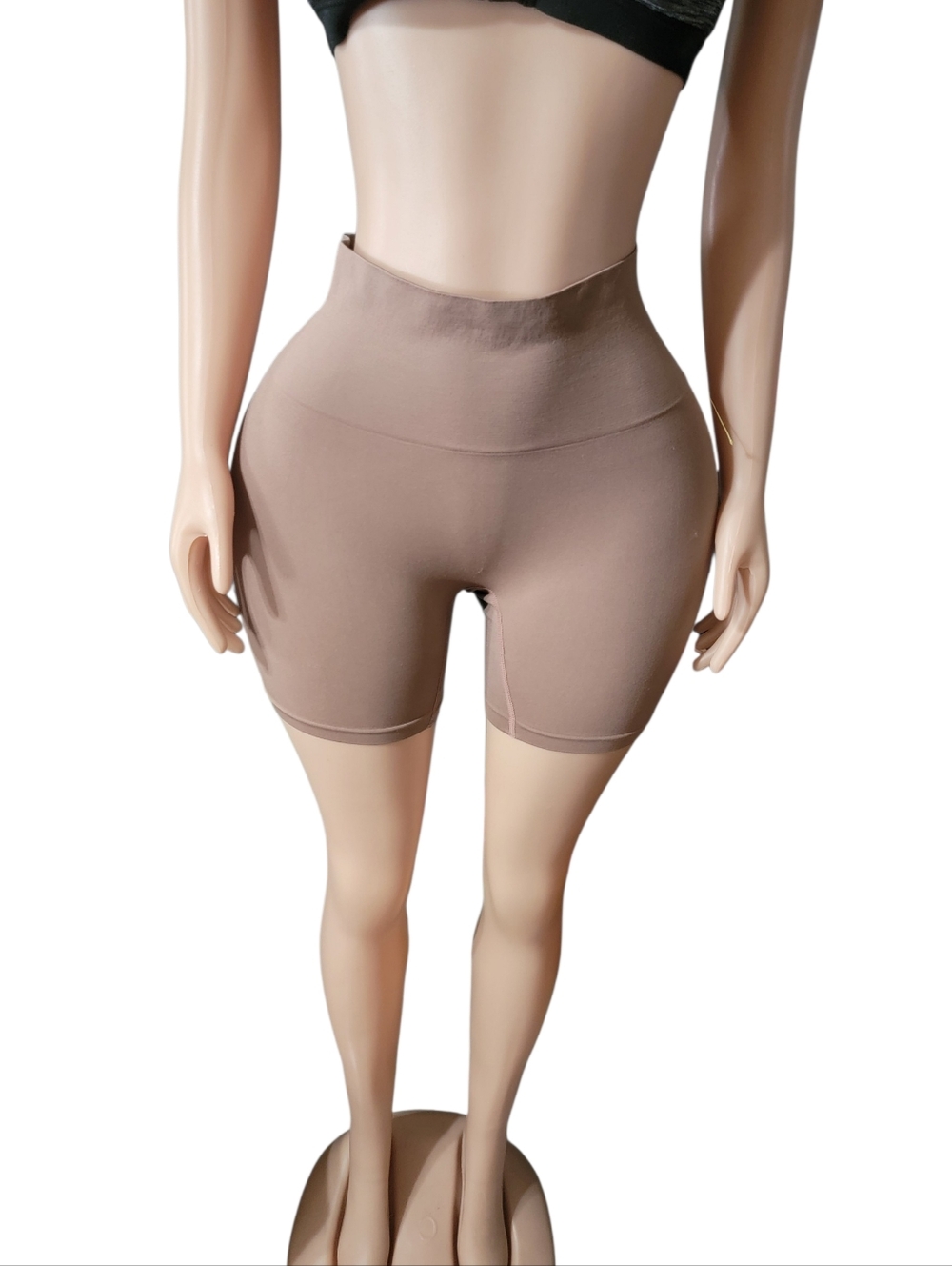 High-Waist Seamless Women’s Bike Shorts - Taupe